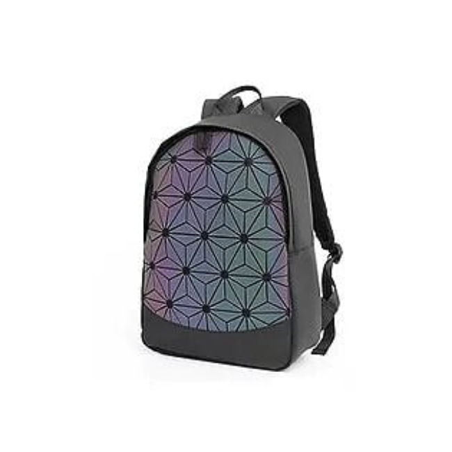 Mochila Tornasol Geométrica Luminosa Unisex Escolar Versátil