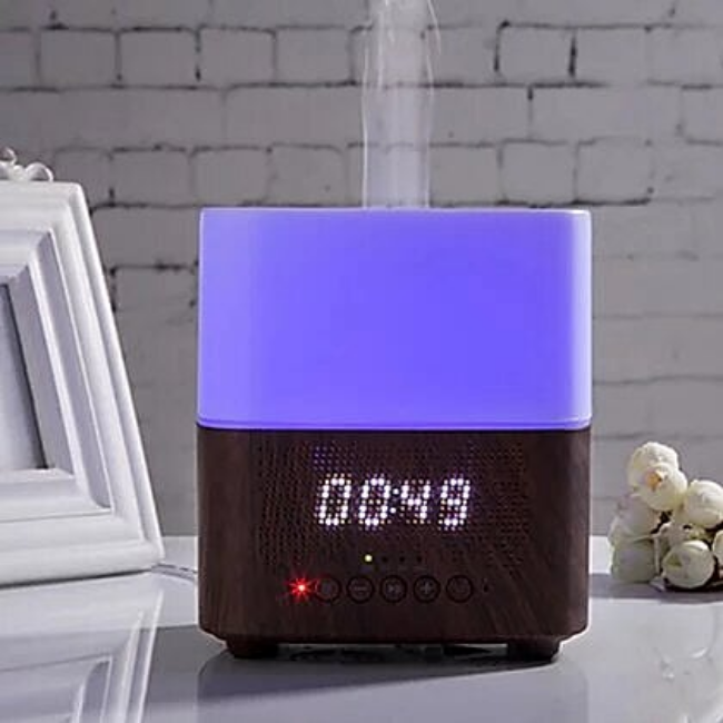 Difusor de Aromas Humidificador Con Bocina Bluetooth y Reloj