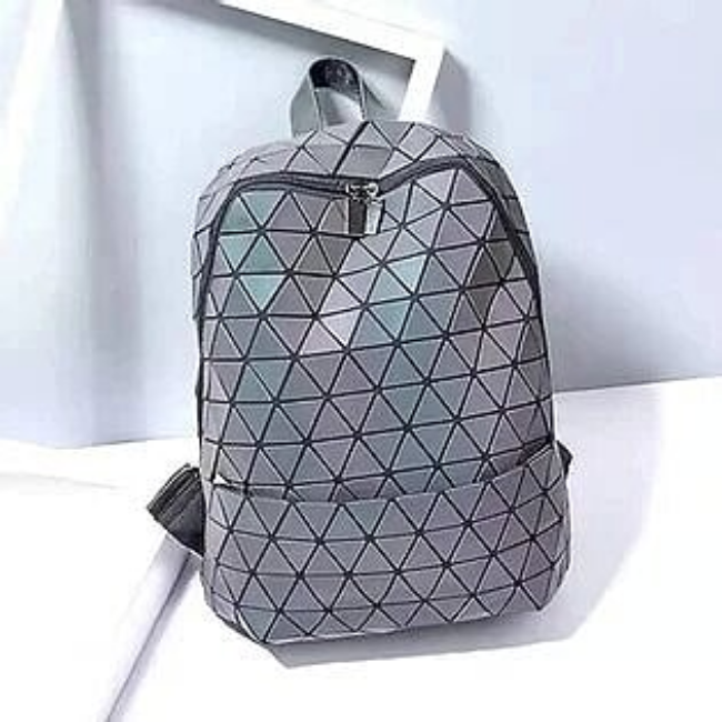 Mochila Tornasol Geométrica Luminosa Unisex Escolar Versátil